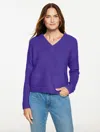 Talbots Plus Petite - Wool Blend V-neck Sweater - Brilliant Purple - 1x