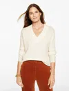 Talbots Plus Petite - Wool Blend V-neck Sweater - Ivory - 3x  In Neutral