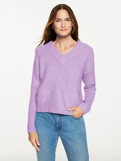 Talbots Plus Petite - Wool Blend V-neck Sweater - Purple Rose - 3x