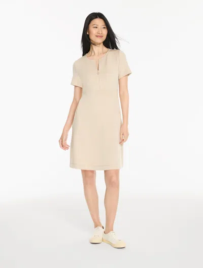 Talbots Plus Petite - Airknit Stretch Zip Front Dress - Oat - 2x  In Brown