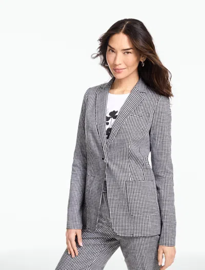 Talbots Plus Petite - Beach Gingham Linen Blazer - White/black - 16