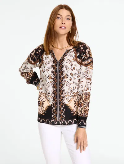 Talbots Plus Petite - Bohemian Garden Top - Black - 2x - 100% Cotton