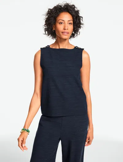 Talbots Plus Petite - Button Shoulder Sleeveless Top - Blue - 1x