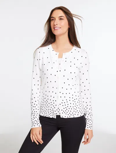 Talbots Plus Petite - Charming Cardigan Sweater - Falling Dots - White/black - 3x  In Multi