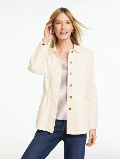 Talbots Plus Petite - Cinched Waist Shirt Jacket - Ivory - 2x  In White