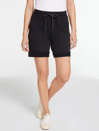 Talbots Plus Petite - Classic French Terry Cuffed Shorts - Black - 1x