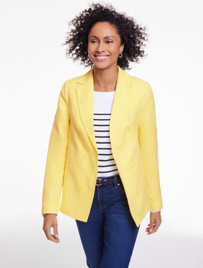Talbots Plus Petite - Classic Linen Single Button Blazer - Daisy - 18  In Yellow