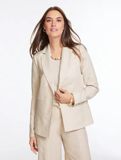 Talbots Plus Petite - Classic Linen Single Button Blazer - Flax - 18  In Brown