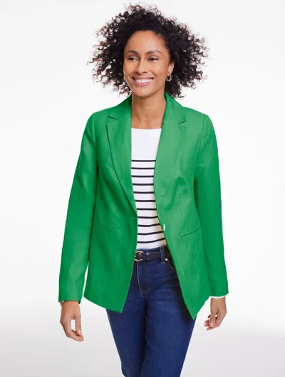 Talbots Plus Petite - Classic Linen Single Button Blazer - Hillside Green - 22