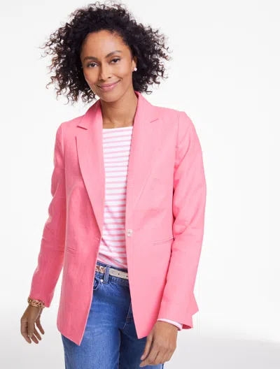 Talbots Plus Petite - Classic Linen Single Button Blazer - Pink Guava - 22