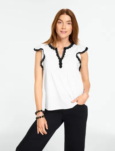 Talbots Plus Petite - Contrast Trim Voile Shell Sweater - White - 3x - 100% Cotton