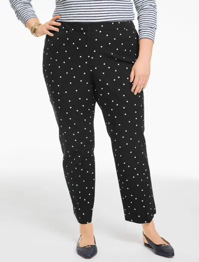 Talbots Plus Petite - Cotton Bi-stretch Straight Ankle Pants - Luminous Dot - Black/ivory - 20  In Multi