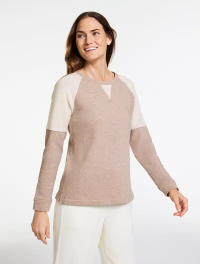Talbots Plus Petite - Cozy French Terry Crewneck Sweater Pullover - Dusty Mocha Heather - 3x  In Brown
