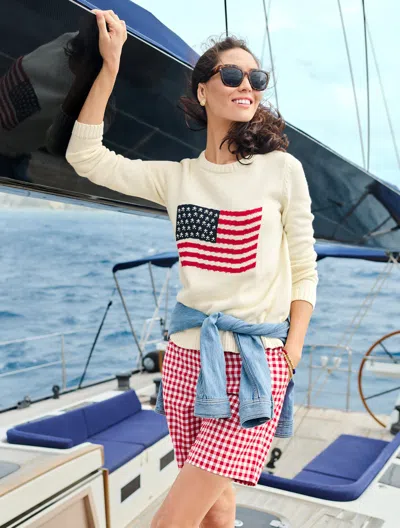 Talbots Plus Petite - Crewneck Flag Pullover Sweater - Ivory - 2x - 100% Cotton  In White