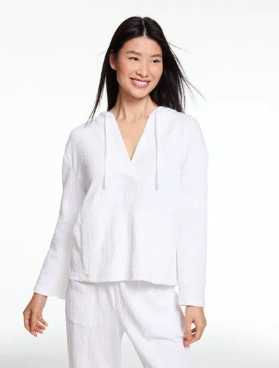 Talbots Plus Petite - Crinkle Gauze Boho Hoodie - White - 3x