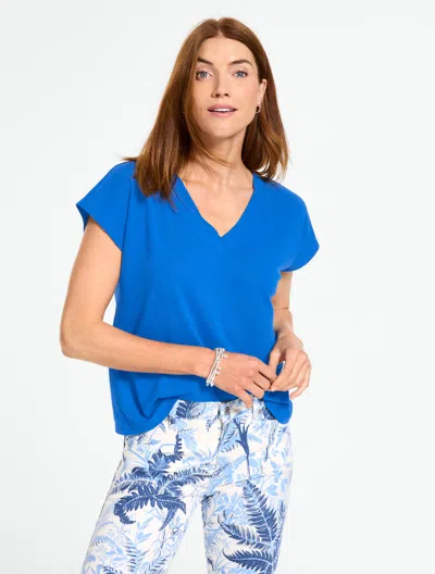 Talbots Plus Petite - Dolman Sleeve V- Neck T-shirt - Catalina Blue - 2x