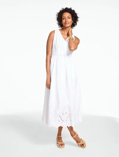 Talbots Plus Petite - Dot Eyelet Fit & Flare Midi Dress - White - 22
