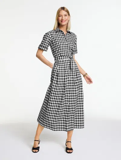 Talbots Plus Petite - Drop Waist Poplin Shirtdress - Norfolk Gingham - Black/white - 18 - 100% Cotton Talbot In Multi