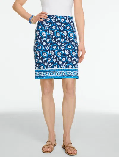 Talbots Plus Petite - Effortless Jersey A-line Skirt - Floral Vines - Ink - X  In Black