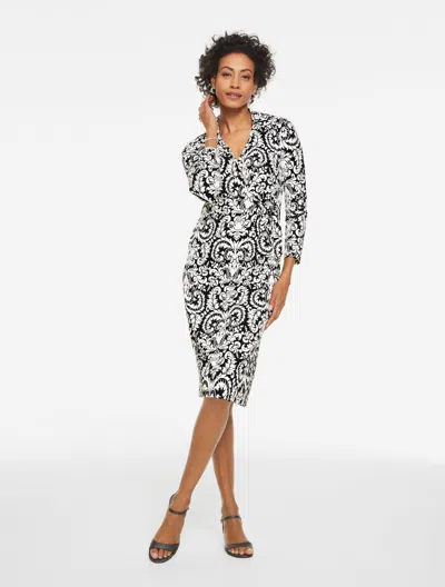 Talbots Plus Petite - Effortless Jersey Bella Dress - Orchid Leaf - Black/ivory - 3x  In Multi