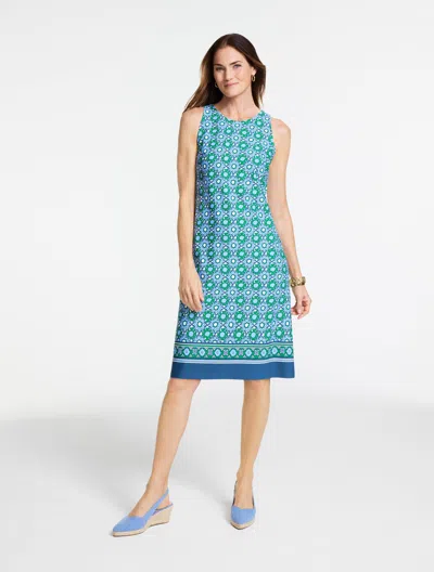Talbots Plus Petite - Effortless Jersey Sleeveless Shift Dress - Medallion Border - Hillside Green - 3x Talb