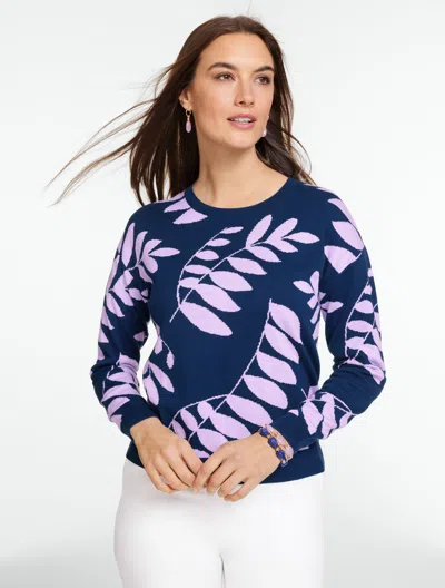 Talbots Plus Petite - Embroidered Crewneck Sweater - Tossed Flowers - Ink/lavender Dawn - 3x