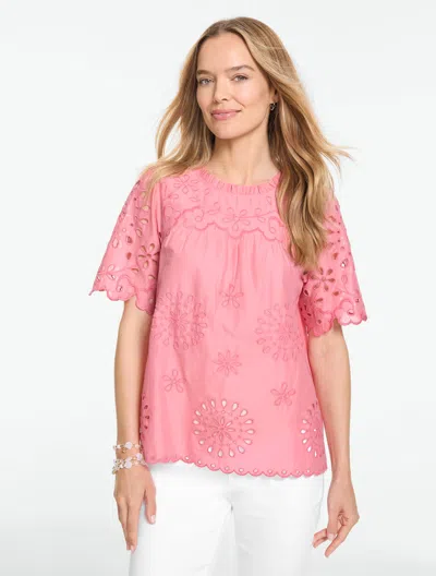 Talbots Plus Petite - Embroidered Voile Top - Mauve Glow - 2x - 100% Cotton
