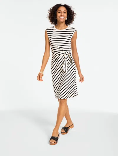 Talbots Plus Petite - Extended Shoulder Shift Knit Dress - Majestic Stripe - Ivory - 2x - 100% Cotton Talbot In White