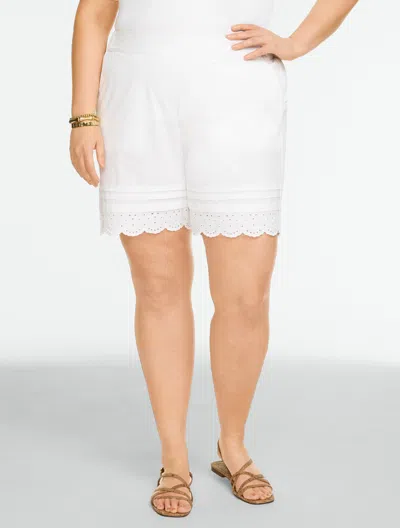 Talbots Plus Petite - Eyelet Pull-on Shorts - White - 2x
