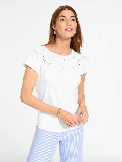 Talbots Plus Petite - Eyelet Seashell Top - White - 3x - 100% Cotton