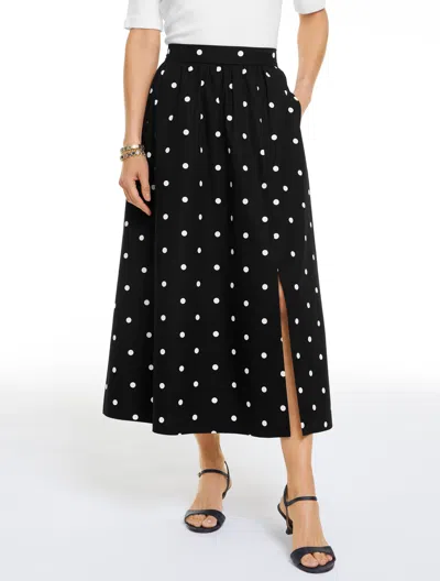 Talbots Plus Petite - Fit & Flare Maxi Skirt - Garden Dot - Black/white - 1x - 100% Cotton  In Multi