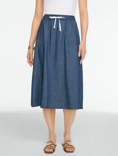 Talbots Plus Petite - Flowy Denim Fit & Flare Skirt - Clearwater Wash - 3x - 100% Cotton