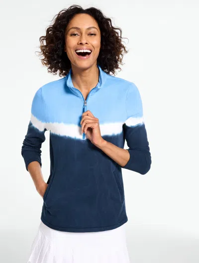 Talbots Plus Petite - Half-zip Pullover Sweater - Tie-dye - Sky Blue/white/indigo - 3x