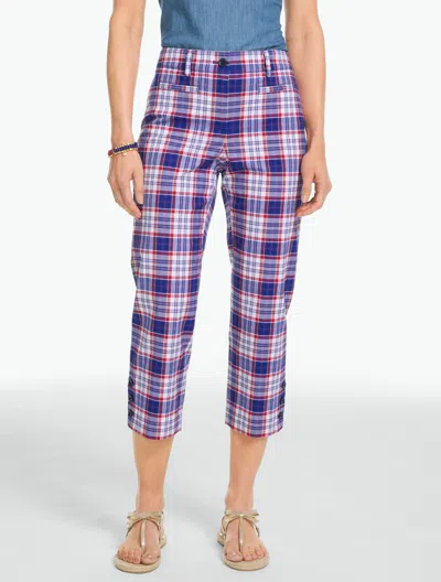 Talbots Plus Petite - Heritage Twill Capri Pants - Breezy Plaid - Blue - 22