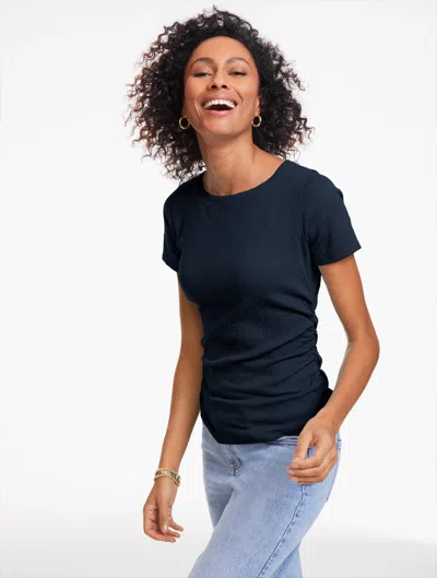 Talbots Plus Petite - Jacquard Knit Crewneck Top - Blue - 3x