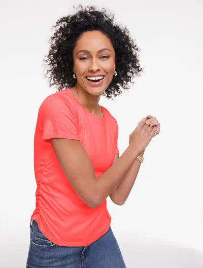 Talbots Plus Petite - Jacquard Knit Crewneck Top - Bright Coral - 3x  In Orange