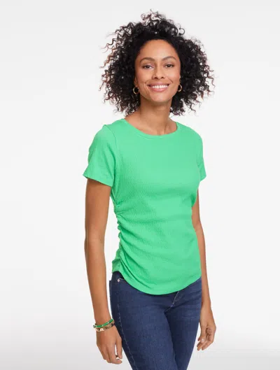 Talbots Plus Petite - Jacquard Knit Crewneck Top - Light Jade - X  In Green