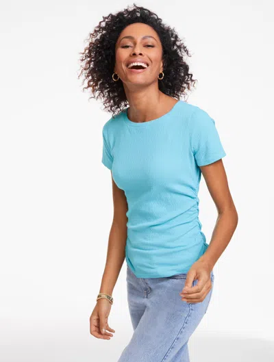 Talbots Plus Petite - Jacquard Knit Crewneck Top - Opal Blue - 3x