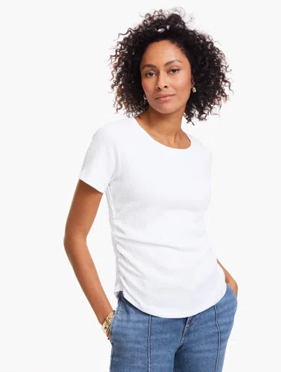 Talbots Plus Petite - Jacquard Knit Crewneck Top - White - 1x