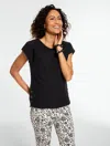 Talbots Plus Petite - Jacquard Side Button T-shirt - Black - 2x