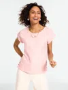 Talbots Plus Petite - Jacquard Side Button T-shirt - Delicate Rose - 3x