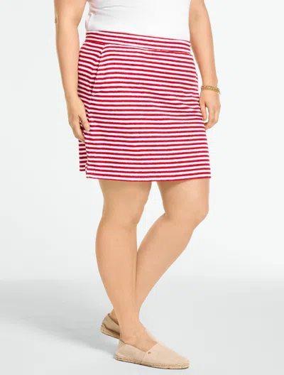 Talbots Plus Petite - Jacquard Terry Skirt - Classic Stripe - White/red - 1x  In Multi