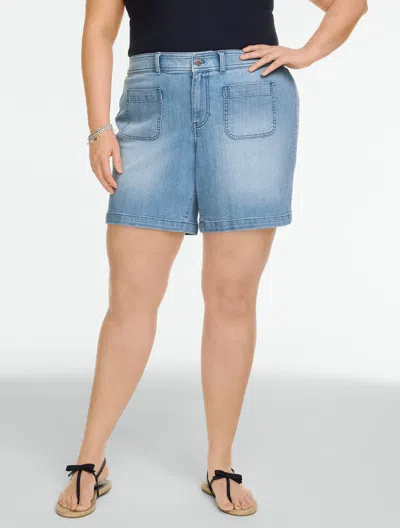 Talbots Plus Petite - Lightweight Denim Patch Pocket Shorts - Alys Wash - 20