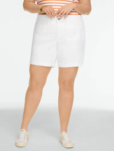 Talbots Plus Petite - Lightweight Denim Patch Pocket Shorts - White - 22