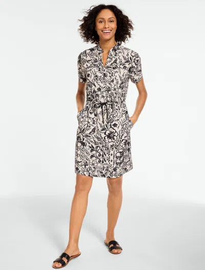 Talbots Plus Petite - Lightweight Woven Stretch Dress - Garden Floral - Oat/black - X