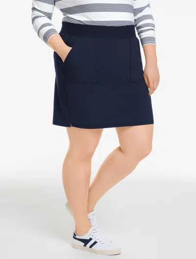 Talbots Plus Petite - Lightweight Woven Stretch Side Slit Skort - Blue - 2x