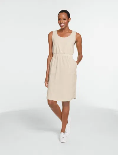 Talbots Plus Petite - Lightweight Woven Stretch Sleeveless Seersucker Dress - Oat - 3x  In Brown