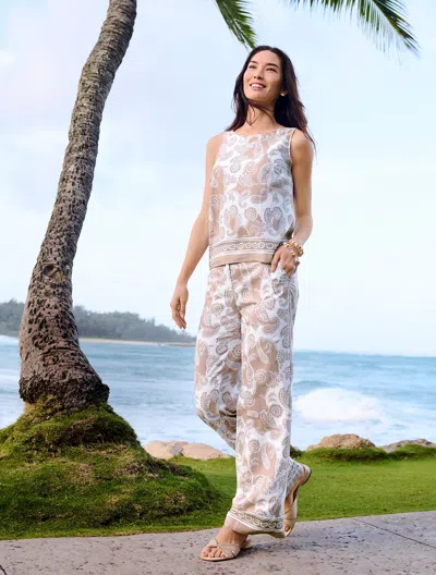 Talbots Plus Petite - Linen Blend Shell Sweater - Moroccan Paisley - Branch - 3x  In Brown