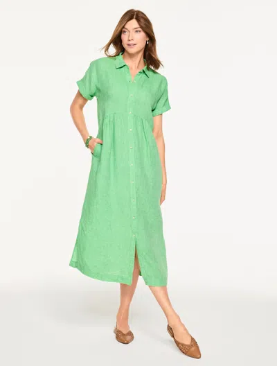 Talbots Plus Petite - Linen Drop Waist Maxi Dress - Bouquet Green/white - 3x
