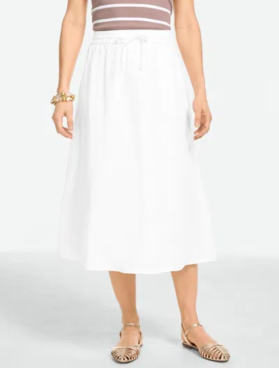 Talbots Plus Petite - Linen Fit & Flare Skirt - White - 2x